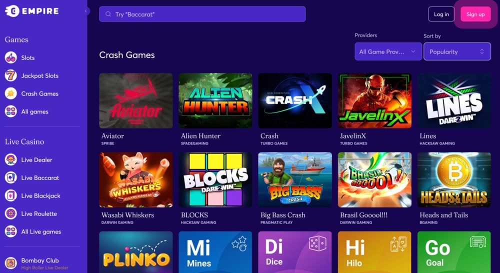 Empire Casino Crash Games