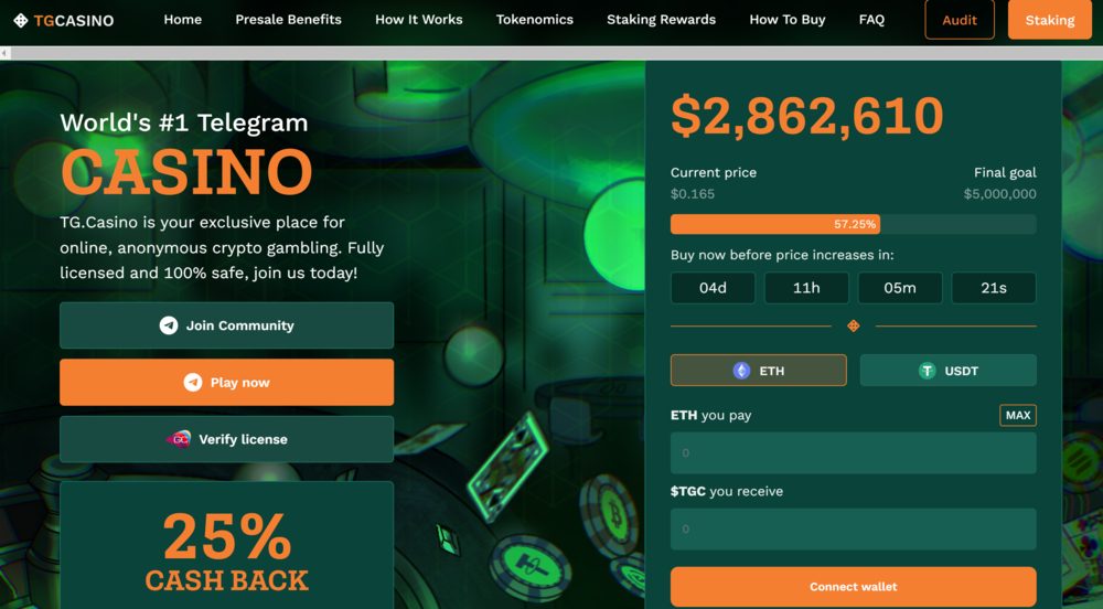 TG.Casino Presale Site