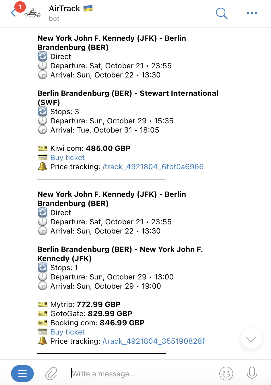 AirTrack Telegram Bot