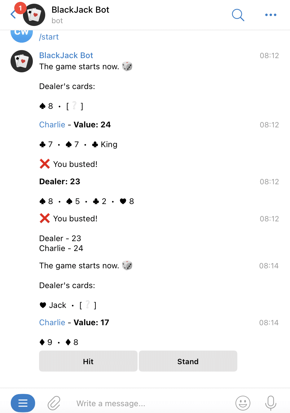 BlackJack Bot Telegram Bot