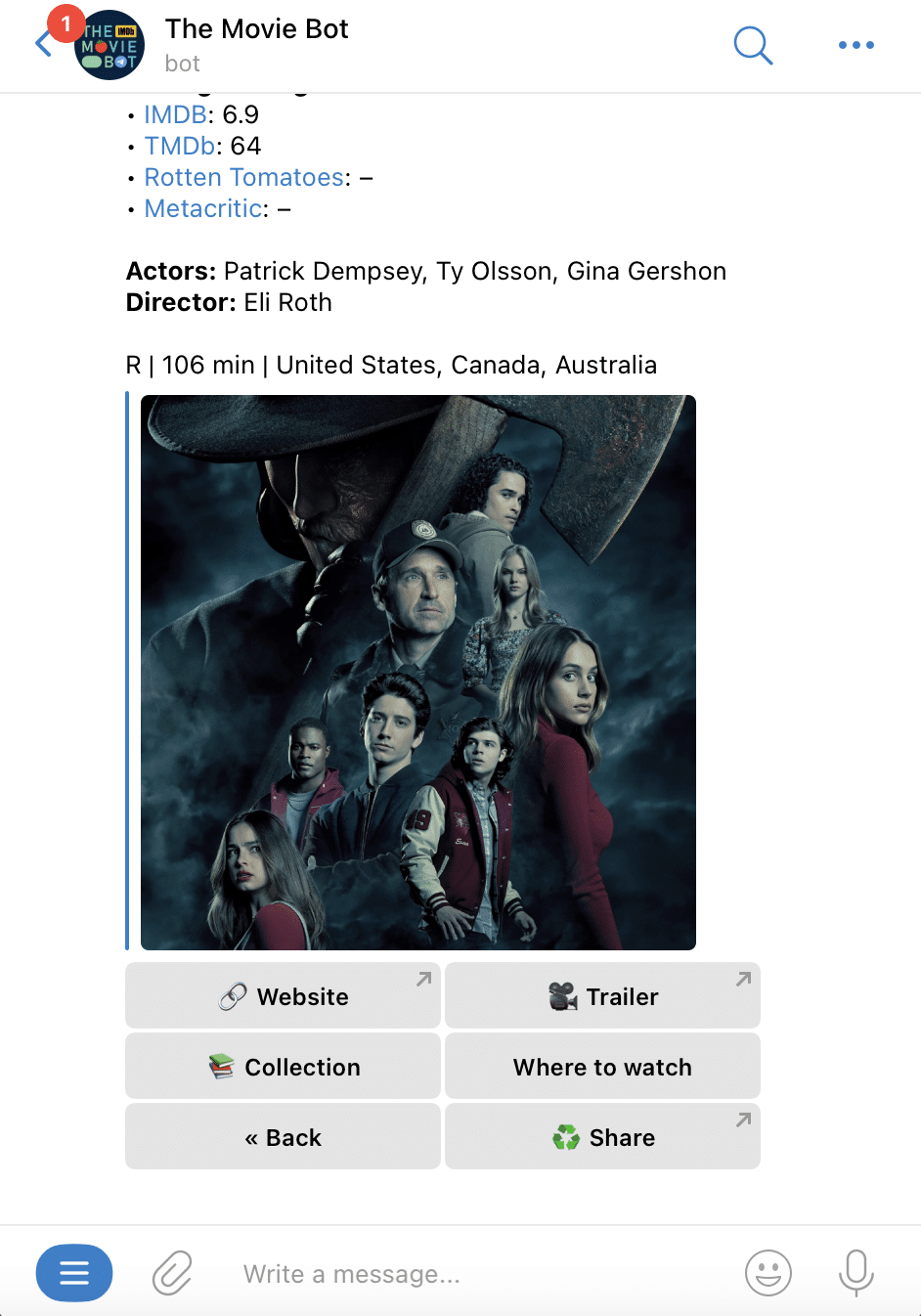 The Movie Bot Telegram Bot
